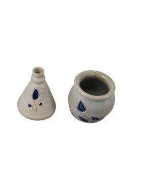 2 Williamsburg Pottery Vase Small Blue Pot 94743